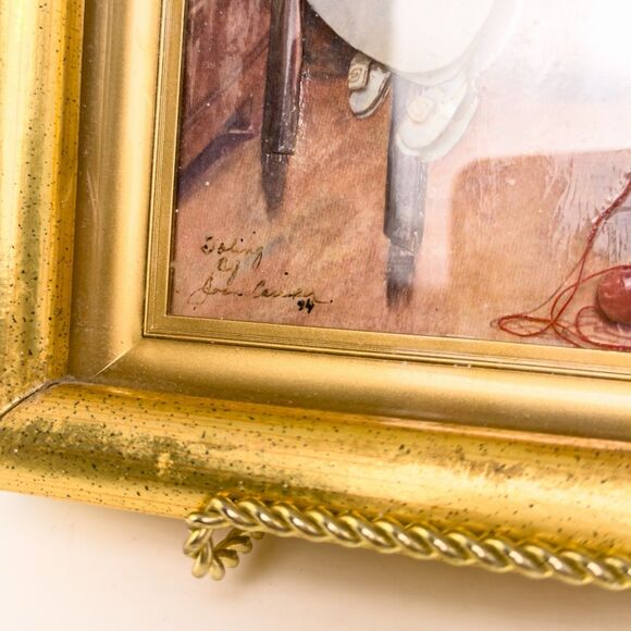 Vintage 3D Dimensional Framed Art 7x9 Gold Frame Victorian Child Scene - Picture 6 of 13